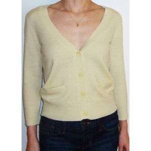 J. Crew Light Yellow V-Neck Button Cardigan